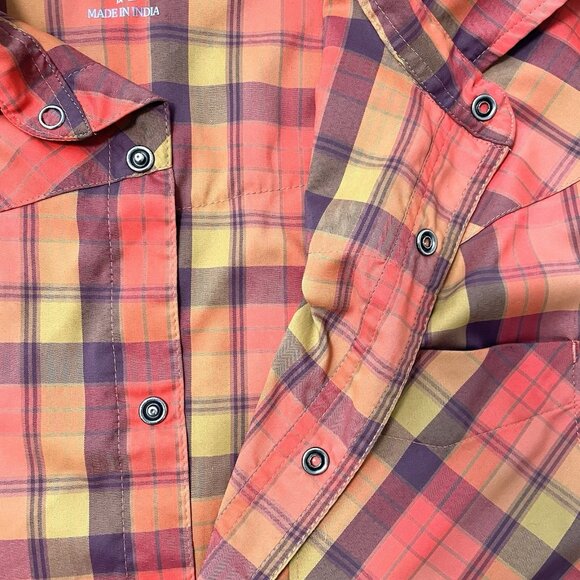 CLUB RIDE Vented Plaid Pearl Snap Button Front Shirt Bike Cycling size Large - Picture 3 of 8